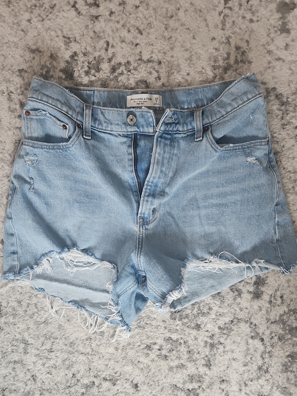 Abercrombie & Fitch Light Wash Distressed Denim Cutoff Shorts